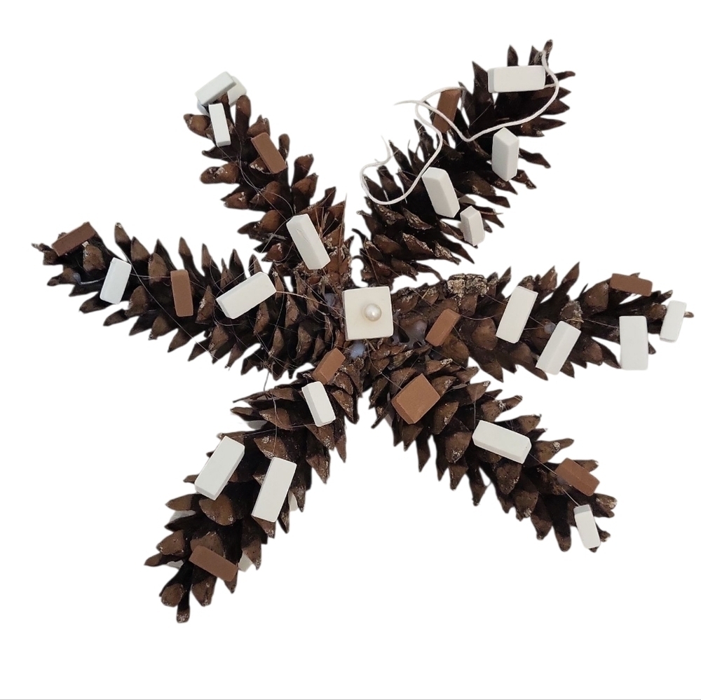 Pinecone Starburst Ornament – Rustic Winter Geometry